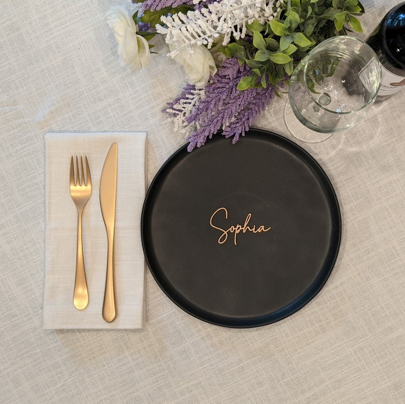 Gold Name Place Settings: Wooden Place Cards and Wedding Table Names, Wedding Place Names image 2