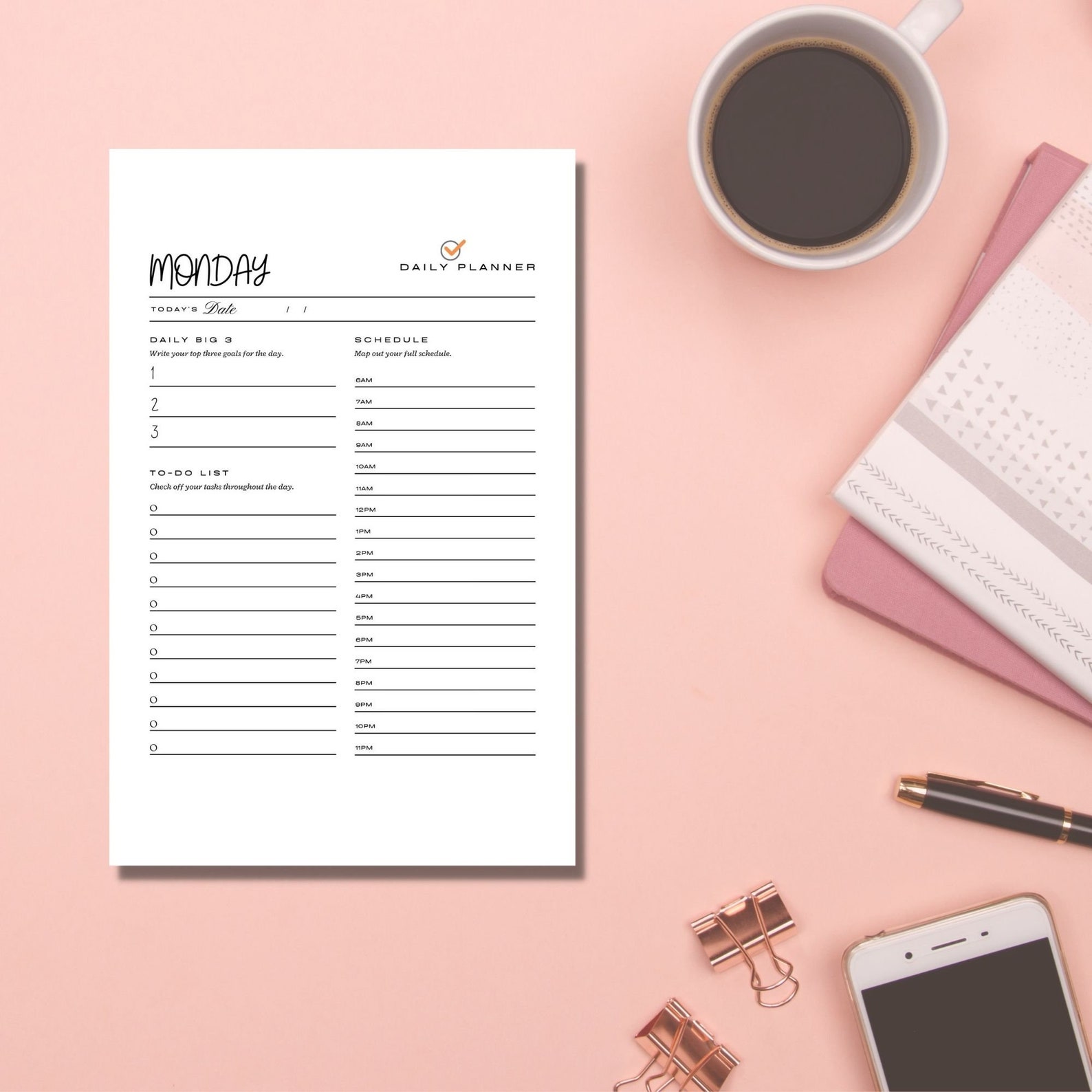 Daily Planner Printable to Do List Hourly Planner Digital Etsy