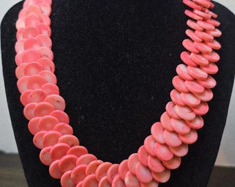 J King Desert Rose Coral and Sterling Necklace