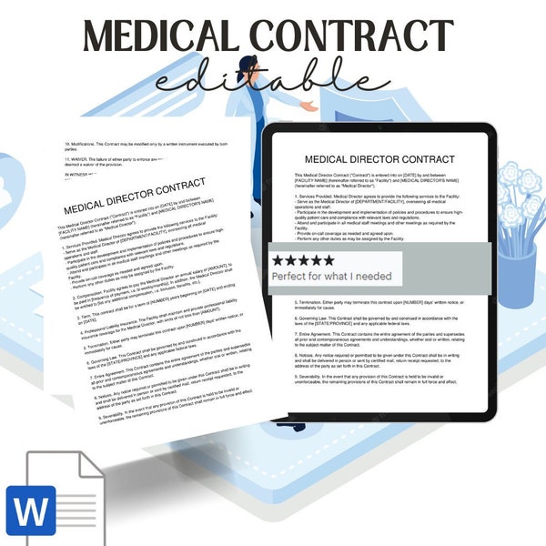 Medical Director Contract Template Etsy