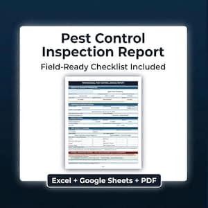 Szablon raportu i formularza z inspekcji zwalczania szkodników – lista kontrolna zwalczania szkodników, arkusz dziennika zwalczania szkodników (Excel, Arkusze, PDF)