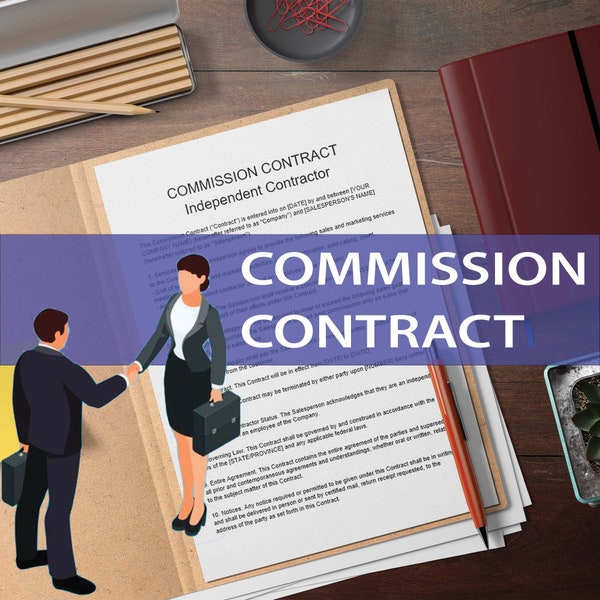 Commission Contract Template, Independant Contractor Editable Template, HR Oursourcing Service, Editable Sales Commission Contract