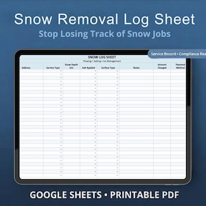 Snow Removal Log Sheet Template – Snow Plow Service Log Spreadsheet (Google Sheets + PDF)