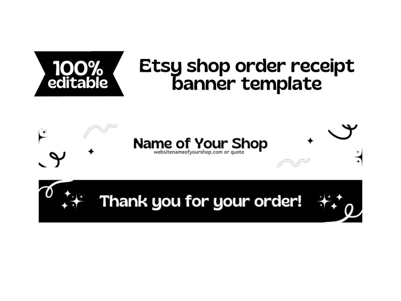 Etsy Shop Banner Kit, Etsy Shop Simple Branding Kit, Black and White