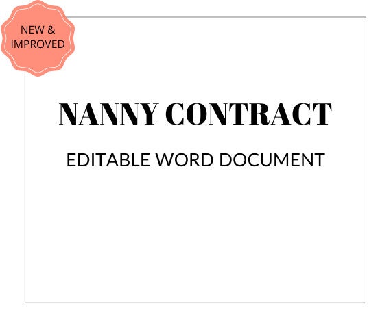 Nanny Contract Template Instant Download Service Contract - Etsy