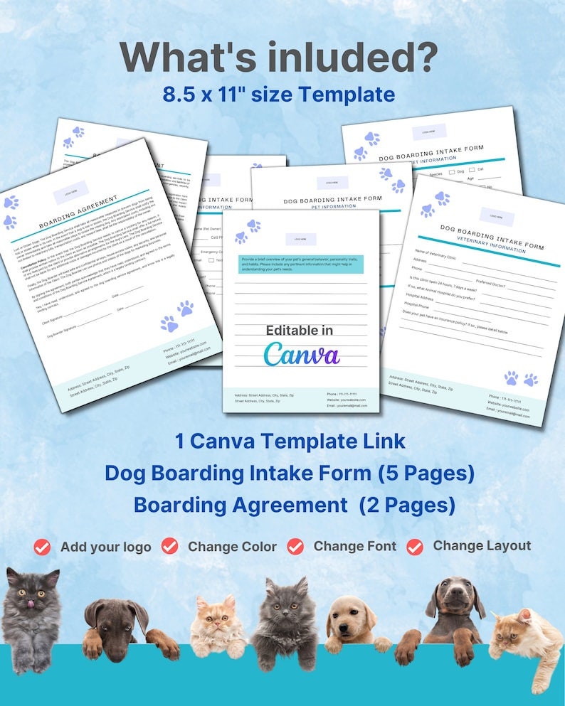 Dog Boarding, Pet Boarding, Boarding Business, Editable Template, Dog