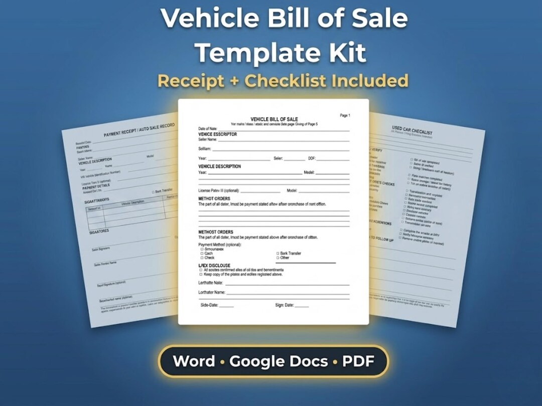 Vehicle Bill of Sale Template | Car Bill of Sale | Trailer Bill of Sale ...
