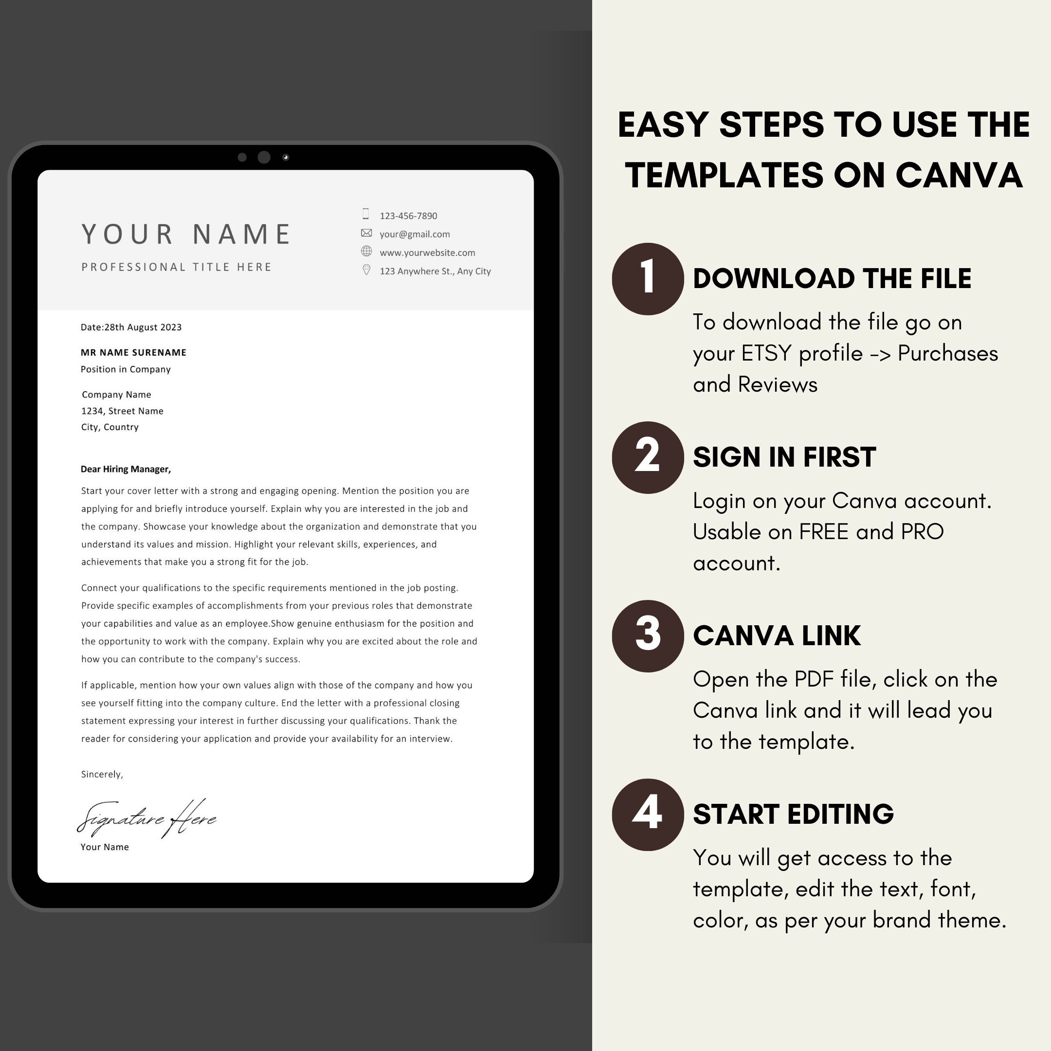 Resume Template Editable Simple - Il Fullxfull.5348503703 N9v3