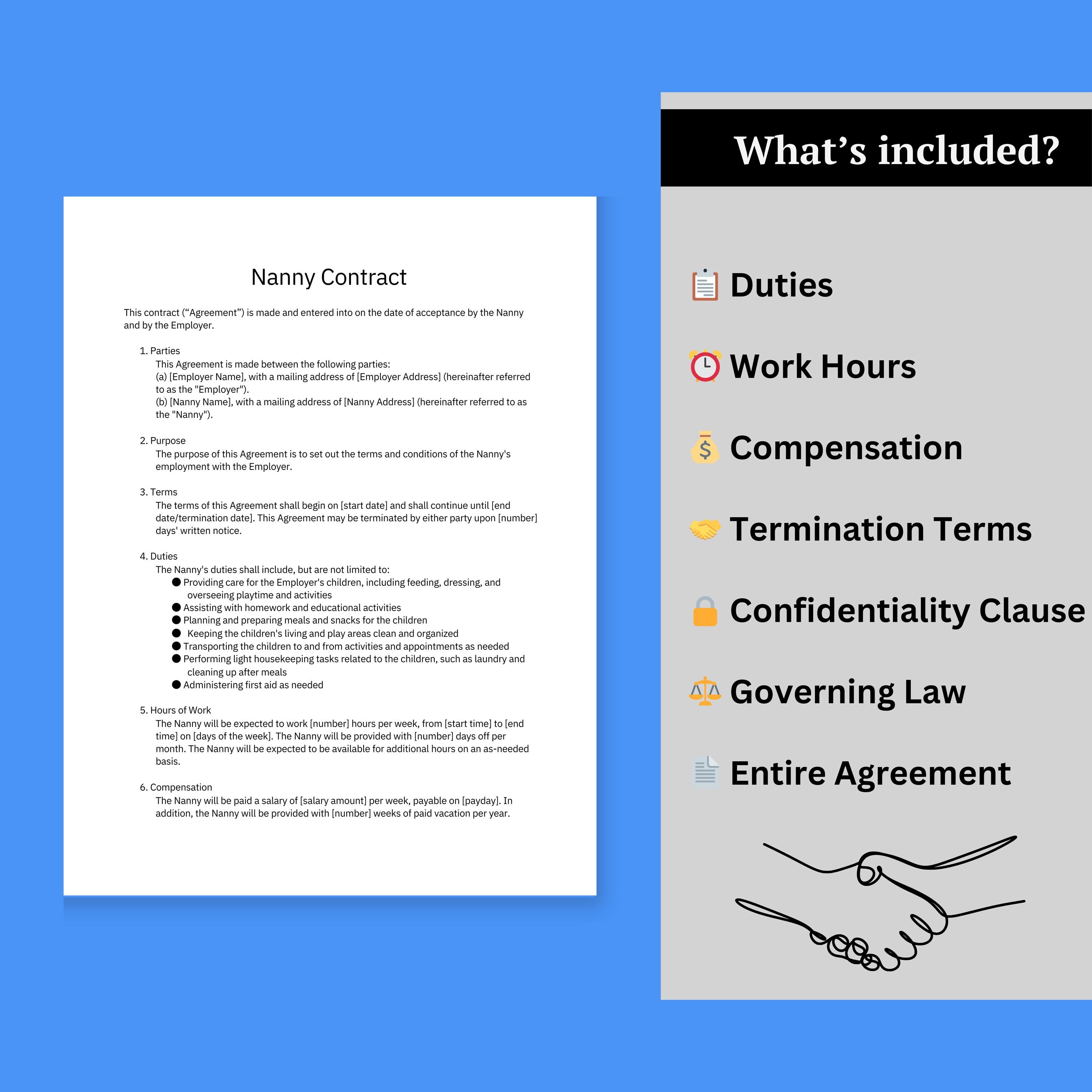 Editable Nanny Contract Template Printable Babysitter Agreement