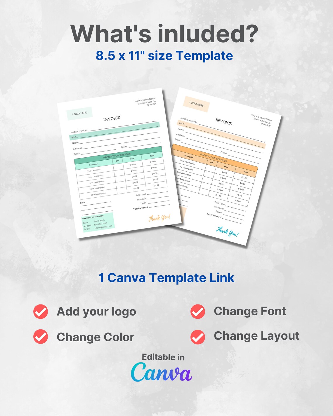 Invoice Canva Template Editable Invoice Canva Template Business Invoice Canva Template Editable Invoice Canva Template Business