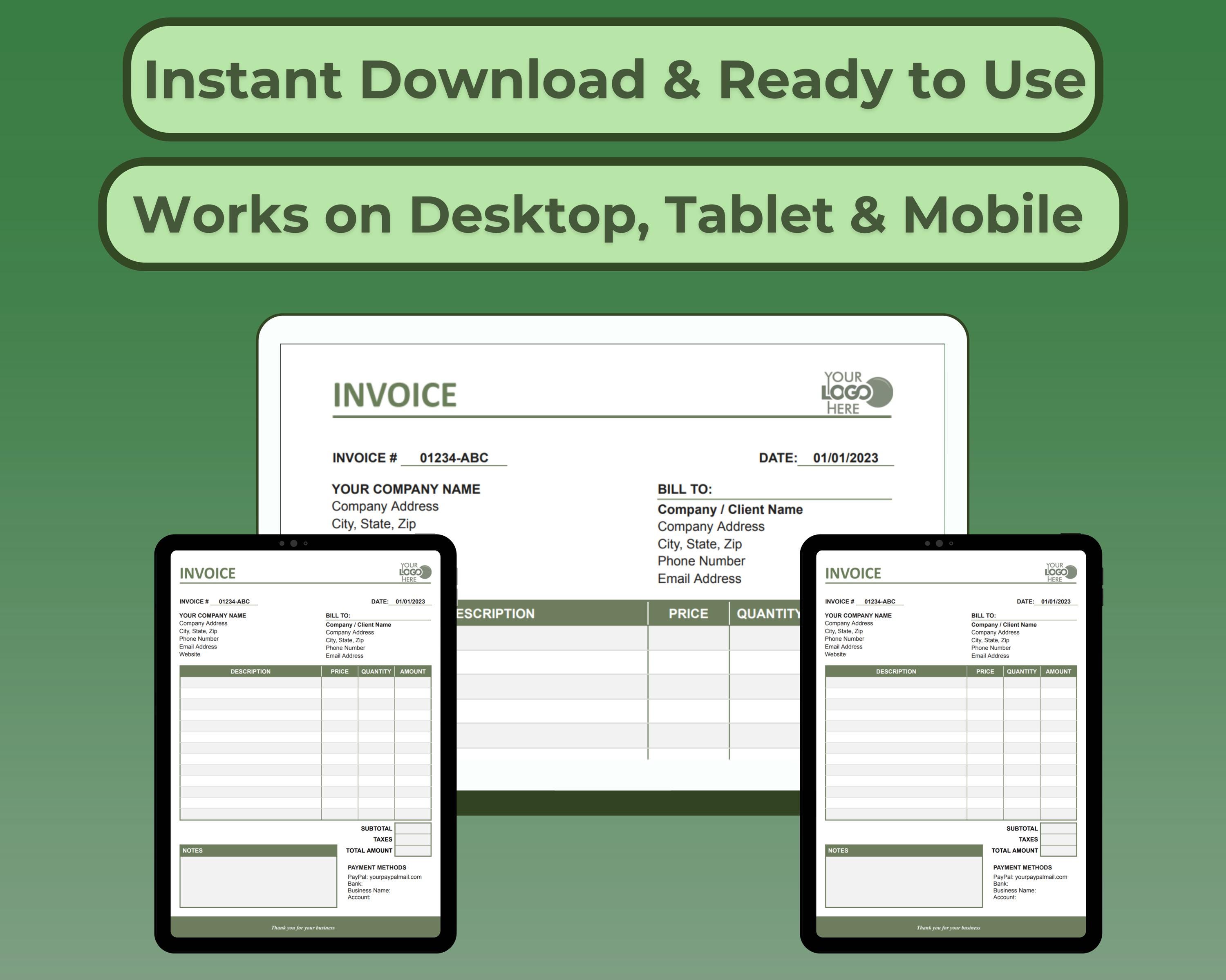 Editable Contractor Billing Invoice