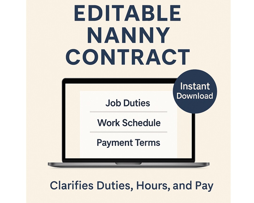 Parttime Nanny Agreement, Babysitter Job Contract Template, Editable