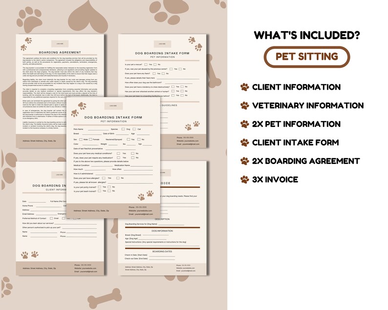 Editable Pet Boarding and Dog Walking Agreement Canva Template for