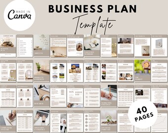 Business Plan Analysis Template | Editable Canva Startup Business Plan, Project Proposal, Pitch Plan & Executive Summary