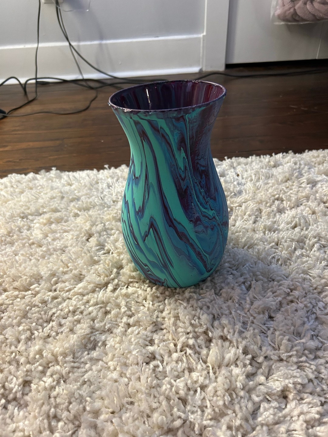 Blue Wave Glass Vase Etsy