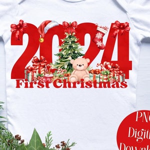 Primera Navidad digital, Primera Navidad 2024, Primera Navidad para bebés, Primera Navidad familiar, Primera Navidad sublimada PNG, Navidad 2024