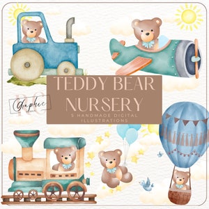 Aviateur ours en peluche, train ours en peluche, chambre d'enfant ours en peluche imprimable, clipart bébé ours, clipart baby shower ours en peluche ours en peluche png clipart