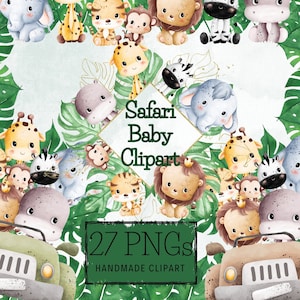 Safari Tier Clipart, Baby Safari Tiere, Aquarell Safari PNG, Baby Safari Tier Clipart, Safari Baby Dusche, Safari Tier png Clipart