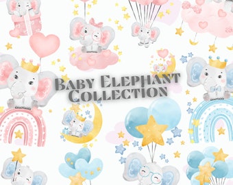 Baby elephant clip art, elephant baby shower, Baby shower clipart, elephant nursery art, baby elephant png, elephant clipart, New baby png