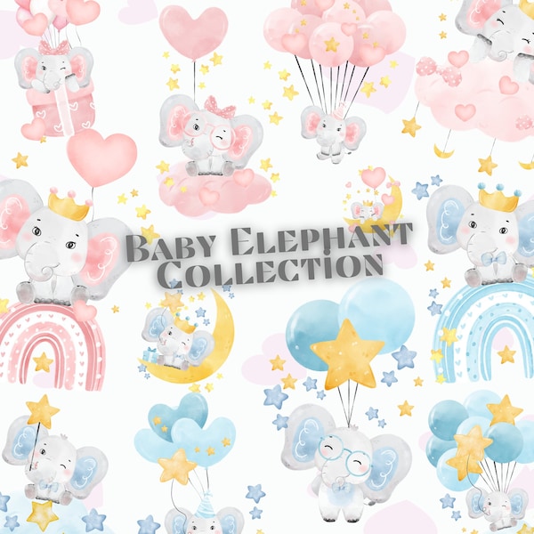 Baby elephant clip art, elephant baby shower, Baby shower clipart, elephant nursery art, baby elephant png, elephant clipart, New baby png