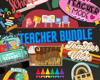 Teacher sublimation png, teacher clipart, teacher png bundle, Teacher Svg bundle, school clipart, back to school clipart, back to school PNG