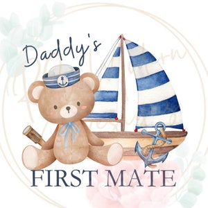 Primer oficial de papá, diseño de sublimación del día del padre, osito de peluche día del padre png, día del padre náutico, osito de peluche marinero png, día del padre