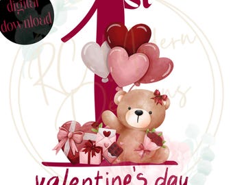First Valentine's Day PNG, My First Valentine, Baby's First Valentines, 1st Valentine, Baby's First Valentine Bear, First Valentine Bear PNG