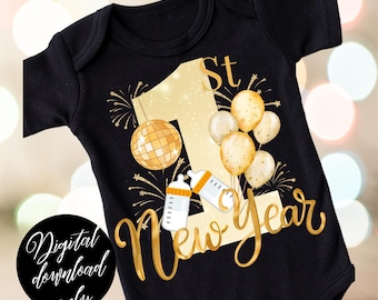 first new Year's Eve, 1st new Year's baby PNG, baby First New Year, New Year baby 2025, baby's first new year digital download, new year PNG