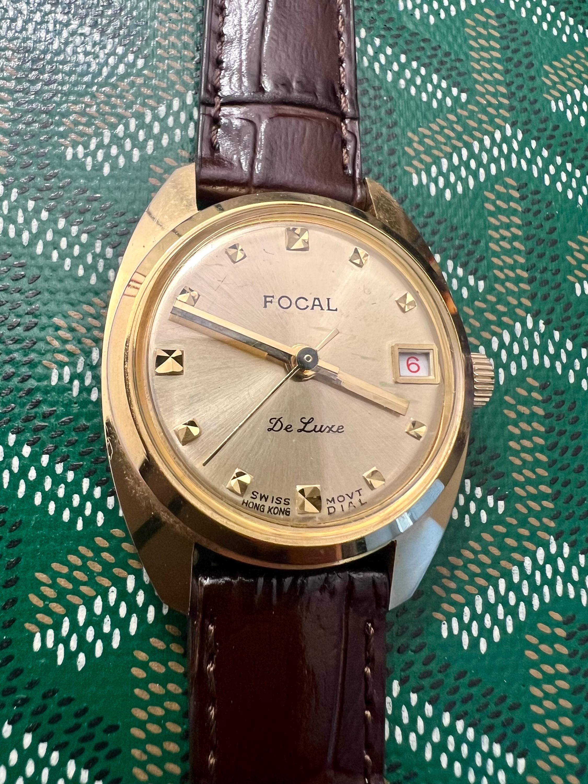Vintage Focal Men’s Watch, Gold Plated. Swiss Movement, Runs Excellent. Heirloom Estate Jewelry.