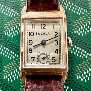 Mens Bulova Tank Vintage Watch 1936 10K Rolled Gold Plated Works Fantastic 7AK Caliber Movement