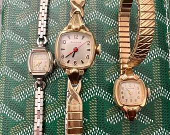 Vintage Ladies Bulova Watch Lot. Watches are Not Running. No Returns or Exchanges will be Accepted. Reduced Priced Listing.