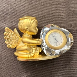 Vintage Elgin Mini Desk Clock Quartz Runs Excellent Original Box and Paperwork