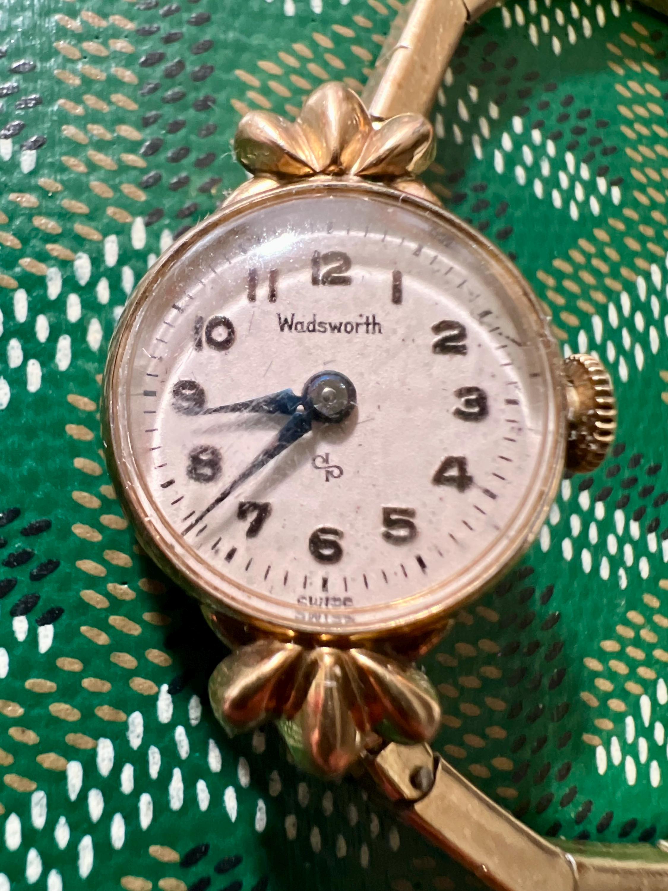Wadsworth Mechanical Vintage Gold Plated Ladies Watch Rope Bracelet Gold Case Genuine Vintage Wadsworth Gold Tone Wind up Women main image 2