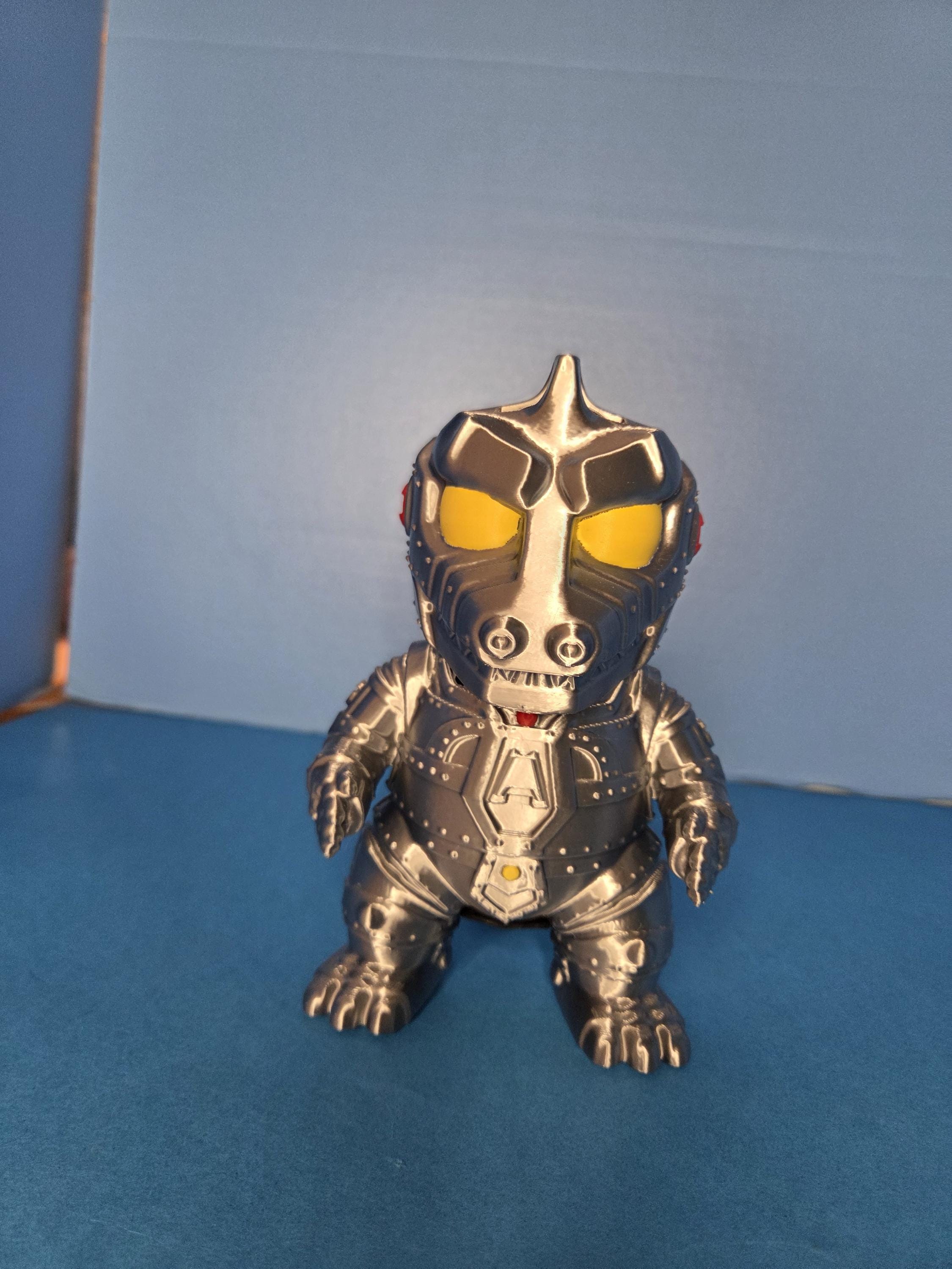 玉彫　三足　銀火屋　ミニ Mechagodzilla 1974 Piggy Bank - Silver Robot Kaiju Coin Bank
