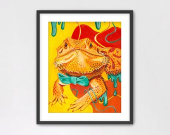 Bearded Dragon Bowtie Fine Art Print