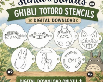 Ghibli Totoro Stencil Templates SVG JPG Vector Files Mylar Cutting Face Painting Laser Glow Forge Cricut Instant Download
