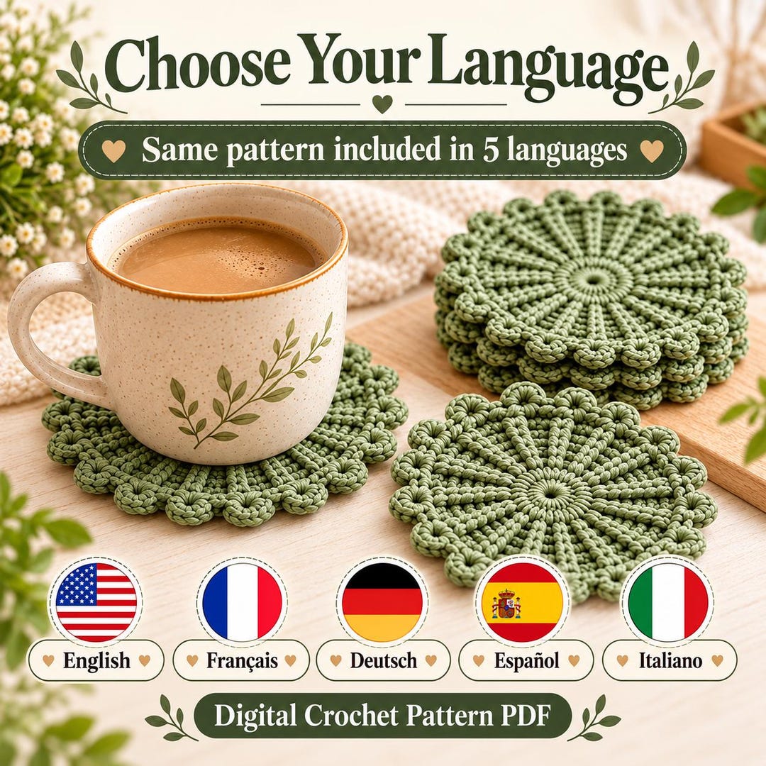 Suburt Pattern Sunburst Ridge Textured Crochet Coaster Pattern PDF - Etsy 日本