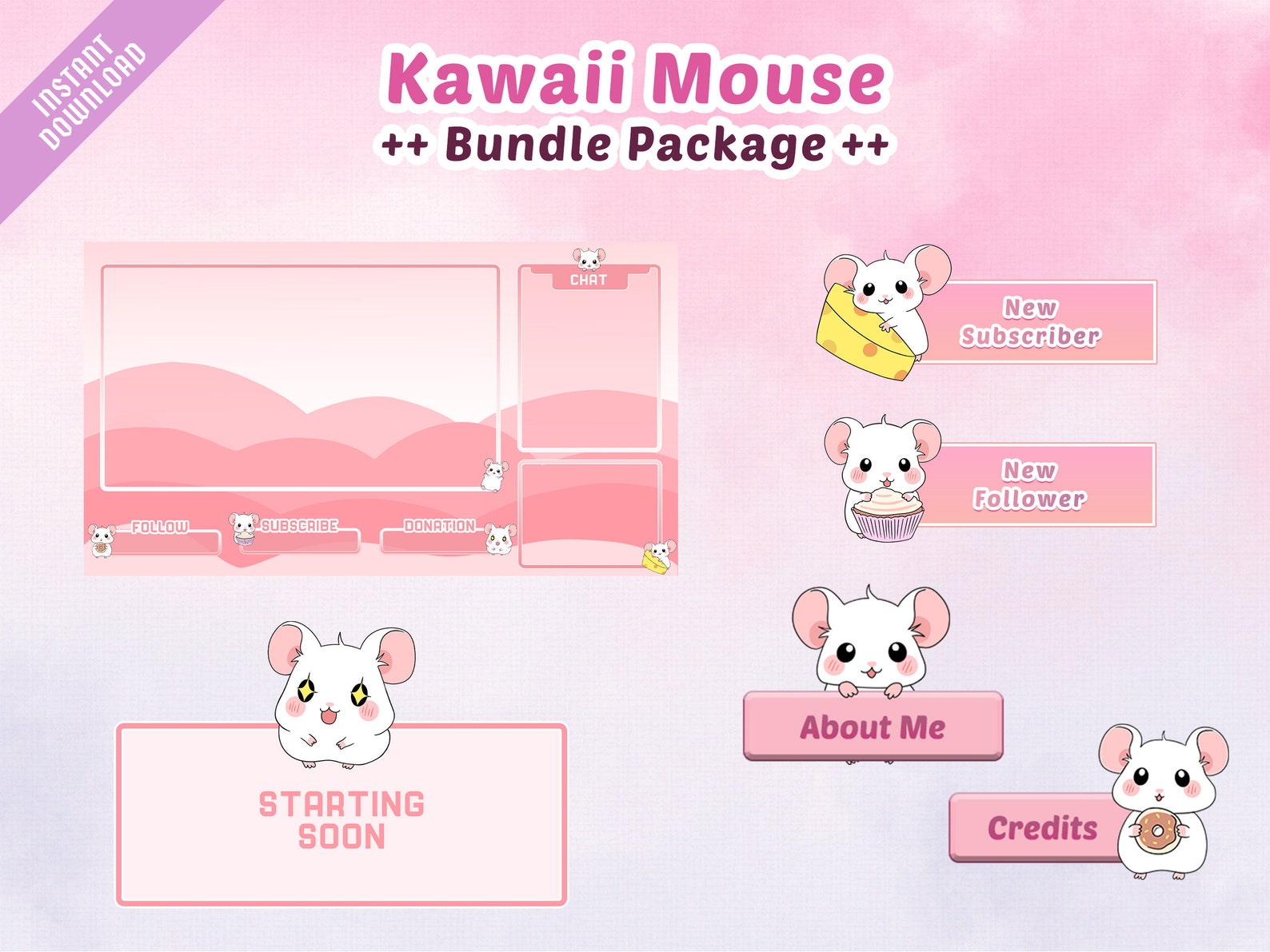 Kawaii Mouse Bundle Stream Overlay for Twitch / Youtube - Etsy