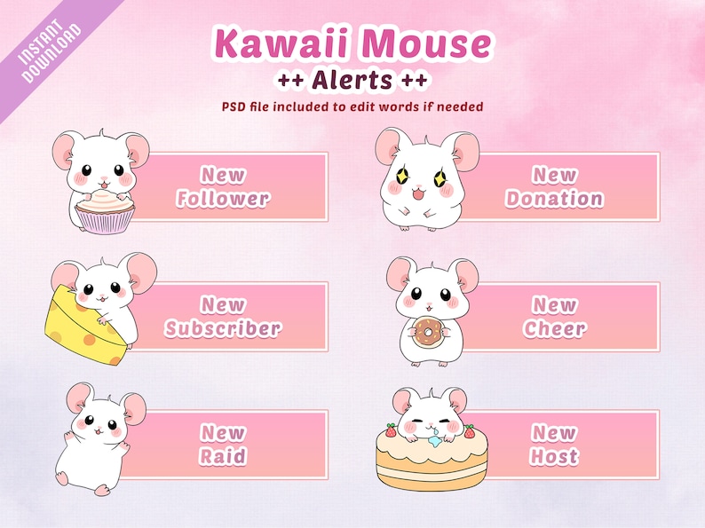 Kawaii Mouse Bundle Stream Overlay for Twitch / Youtube - Etsy