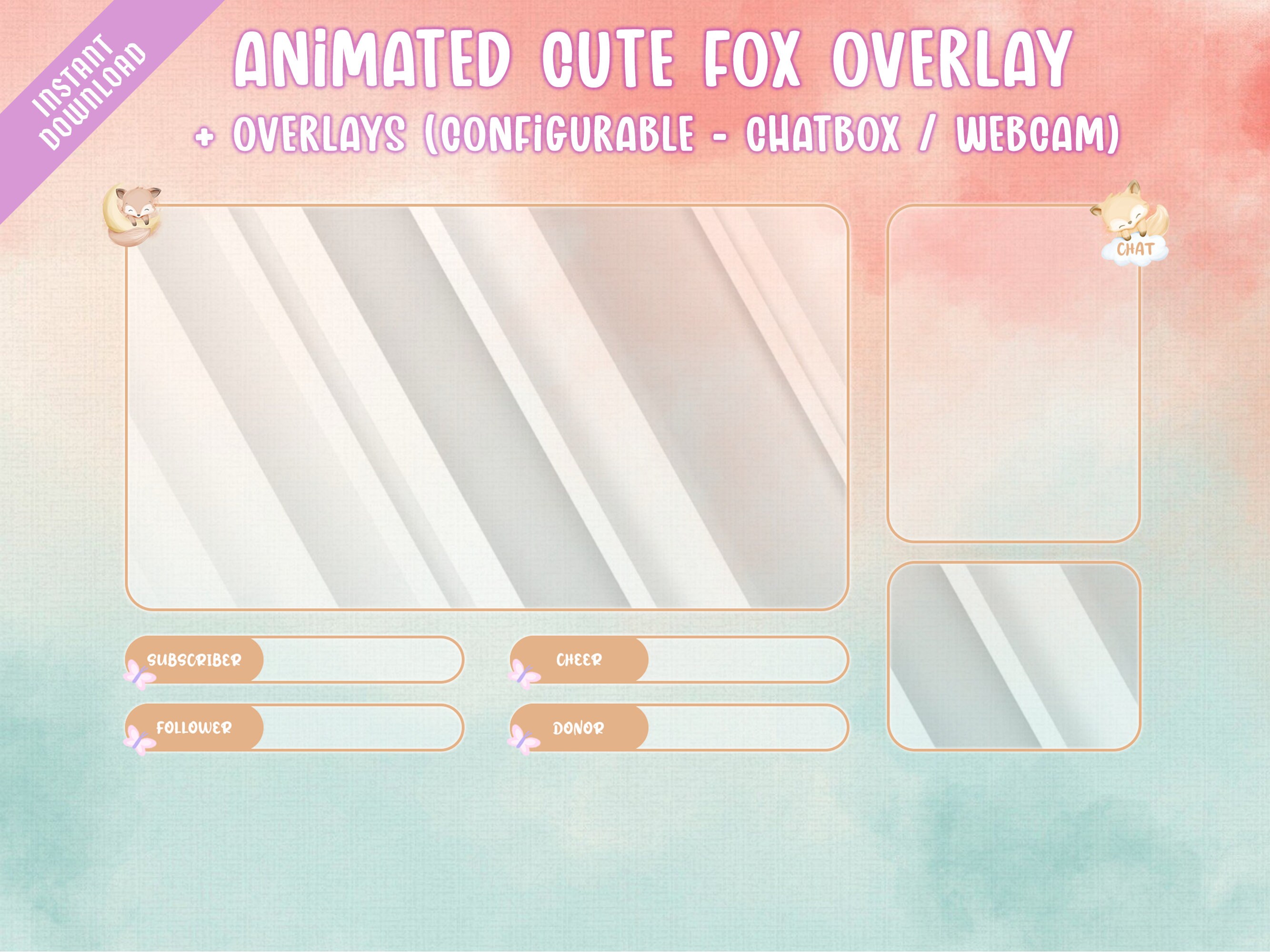 Animated Cute Cloudy Fox Stream Overlay for Twitch / Youtube ( With ...