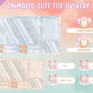 Animated Cute Cloudy Fox Stream Overlay For Twitch / Youtube ( With Transitions!! )