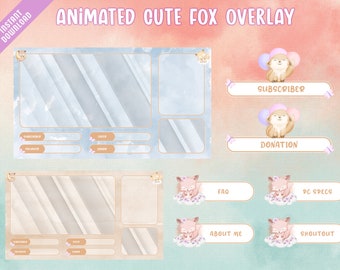 Animerad söt molnig räv-streamoverlay för Twitch/Youtube (med övergångar!!)