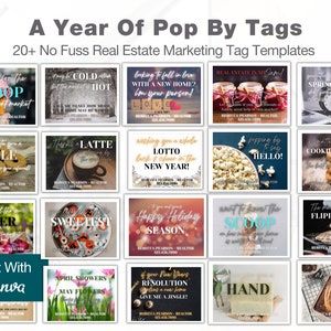 Summer Pop By Tags, Real Estate Marketing, client gift tag, Instant Download, Edit in Canva