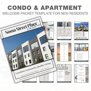 Bienvenida al condominio, bienvenida al apartamento, paquete para inquilinos, bienvenida a la administración de la propiedad, nuevo inquilino, plantilla de propietario, descarga instantánea Editar en Canva