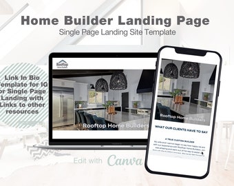 Link In Bio︱Home Builder Single Landing Page︱New Construction Website Template︱Realtor Marketing︱Instant Download︱EDIT IN CANVA