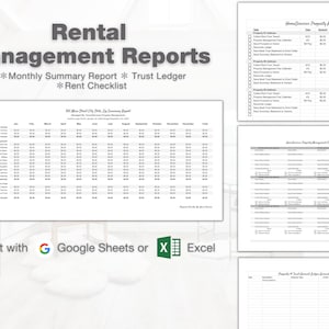 Property Management Template: Rental Summary Report, Trust Ledger (Edit in Google or Excel)