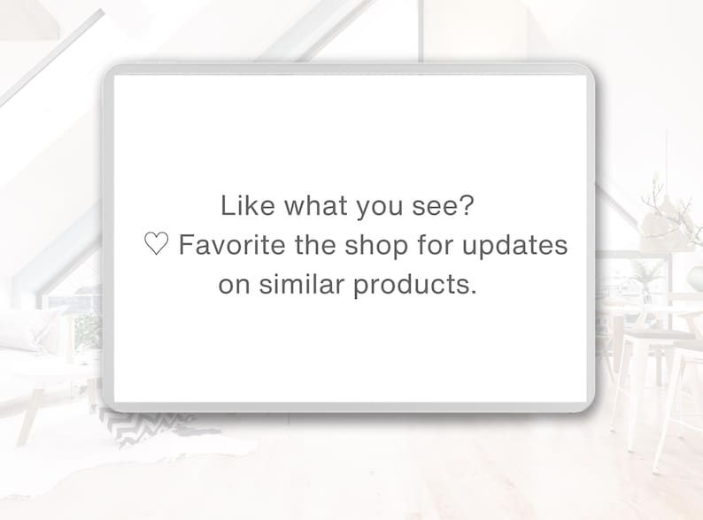 May include: A white rectangular graphic with rounded corners, featuring the text "Like what you see?" followed by "Favorite the shop for updates on similar products." A heart icon precedes the second line.