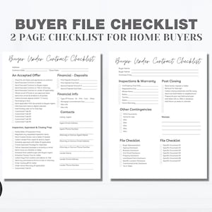 Buyer File Checklist, Under Contract and Sold Checklist ︱ Realtor Checklist Template︱Customize & EDIT IN CANVA