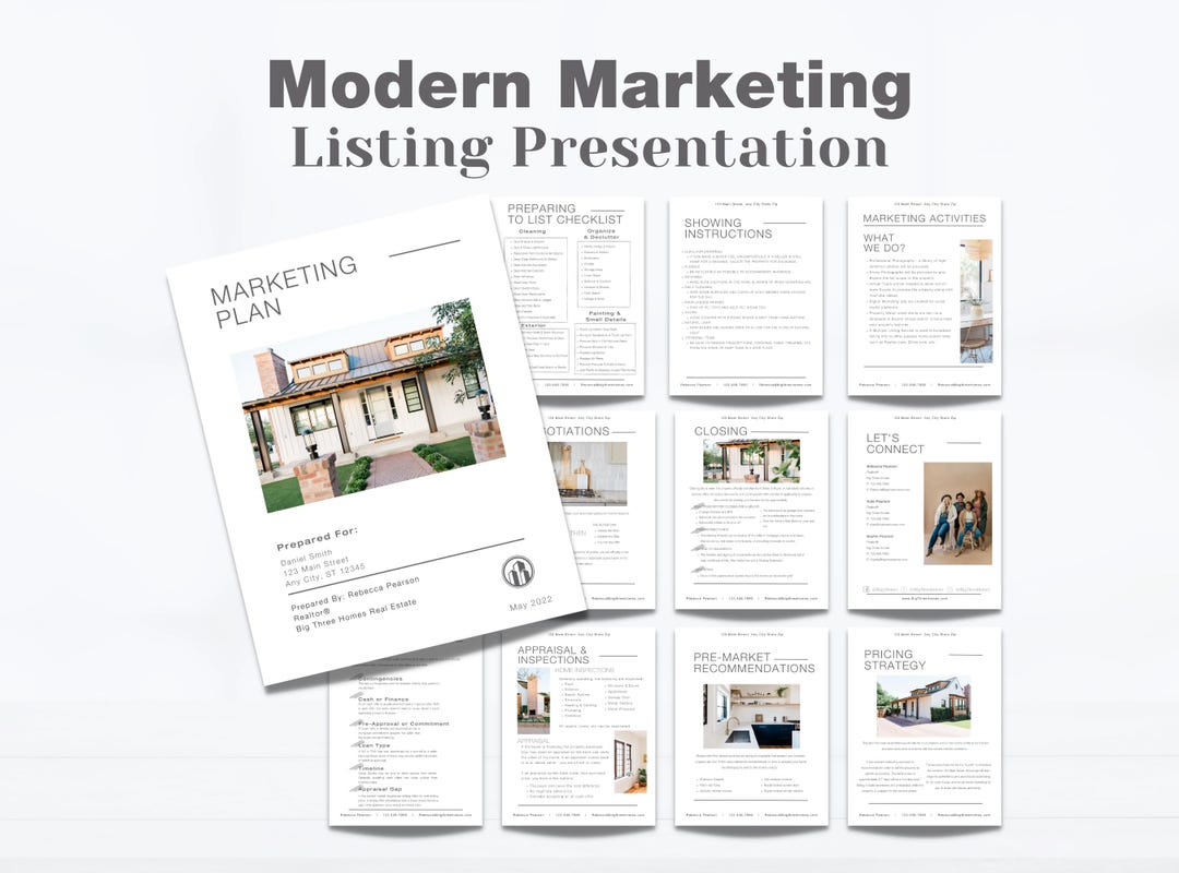 Real Estate Marketing Plan: Seller Presentation Template (canva) - Etsy
