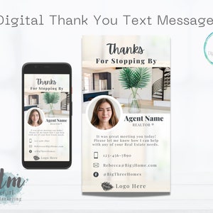 Digitaal dank u tekstbericht, tekstbaar open huis dank u digitaal visitekaartje, makelaar marketing, Instant Download︱BEWERKEN IN CANVA